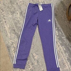 Adidas Women's Purple Joggers with White Stripes